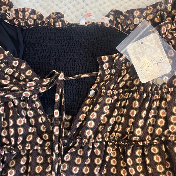 Free People Brown Patterned Long Sleeve Dress - Picture 6 of 7